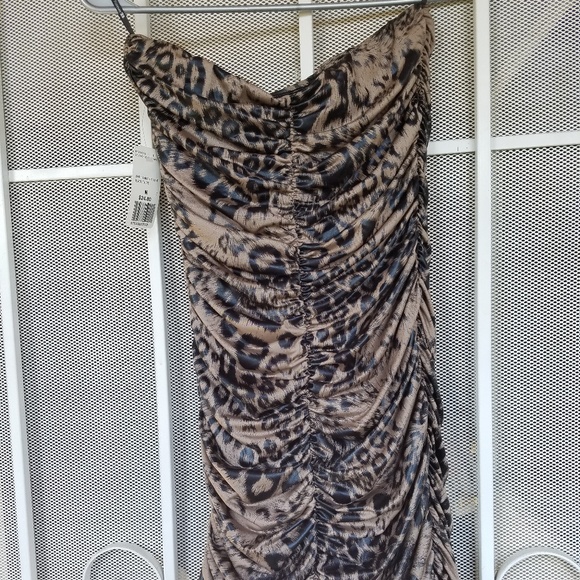 NWT Forever21 strapless ruched cheetah print dress - Picture 6 of 8